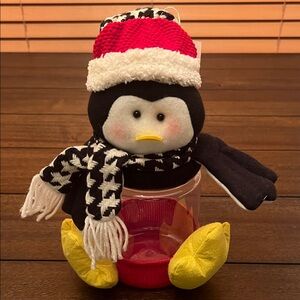 Holiday Penguin Plush Jar